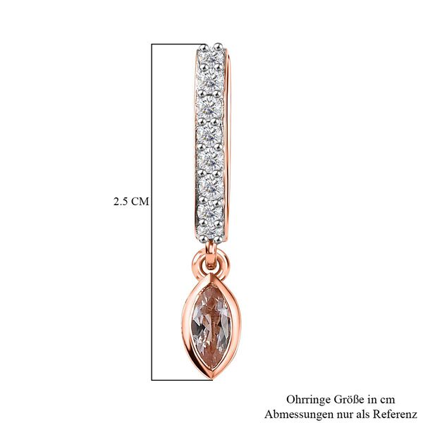 AA Morganit, Weiße Zirkon Ohrringe, 925 Silber 750 Roségold Vermeil ca. 0.72 ct image number 6