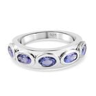 AA Tansanit 5 Stein Ring 925 Silber platiniert (Größe 16.00) ca. 1,10 ct