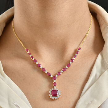 D'Joy afrikanische Rubin und Zirkon 45cm Halskette - 15,54 ct.