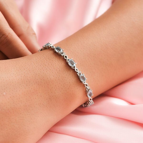 Himmelblaues Topas Armband ca. 19 cm, Edelstahl, ca. 4,62 ct image number 3