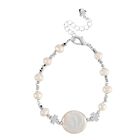 Weiße Süßwasser Perle Armband ca. 15.85 cm + 3.5 cm Extender, Nickelfreies Messing