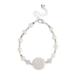 Weißes Süßwasserperle 15,85+3,5cm Armband