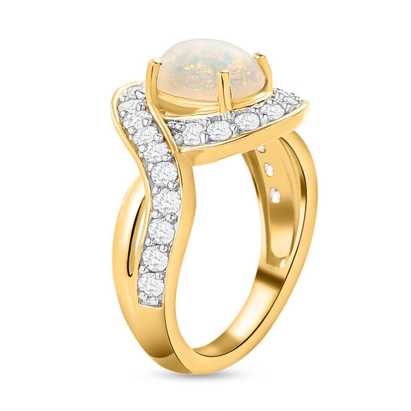 Natürlicher, äthiopischer Opal und weißer Zirkon-Ring, 925 Silber   ca. 1,71 ct image number 5