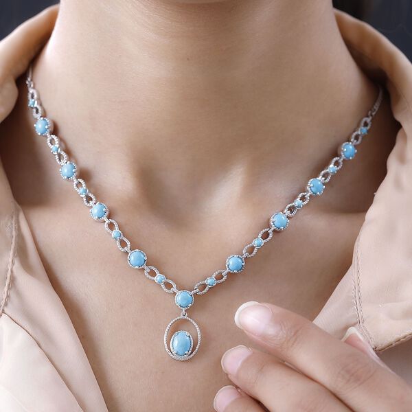 Amerikanische, natürliche Sleeping Beauty Türkis-Halskette, 45 cm - 6,28 ct. image number 3