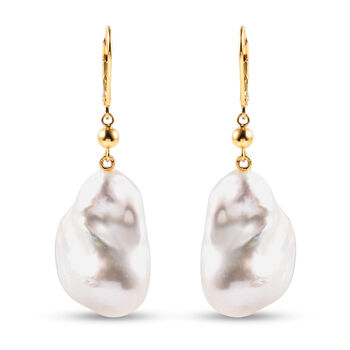 Barockperle Ohrringe 925 Silber Gelbgold-&Uuml;berzug