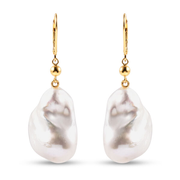 Barockperle Ohrh&auml;nger 925 Silber Gelbgold-&Uuml;berzug&nbsp;