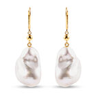 Barockperle Ohrringe 925 Silber Gelbgold-Überzug