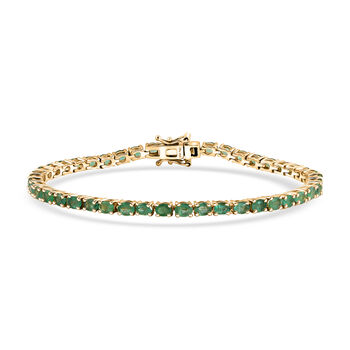 D'Joy AAA Kagem Sambischer Smaragd Armband ca. 19 cm 925 Silber 750 Gelbgold vermeil ca. 7,13 ct.