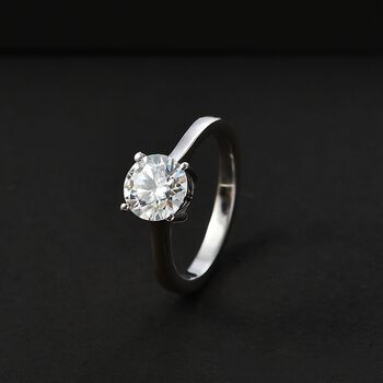 Moissanit Ring, 925 Silber platiniert - 1,18 ct.