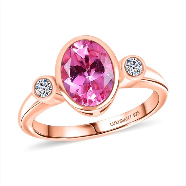 AAA Lab Grown Rosa Saphir, Lab Grown Diamant Ring 925 Silber 750 Roségold Vermeil (Größe 17.00) ca. 2.70 ct image number 4