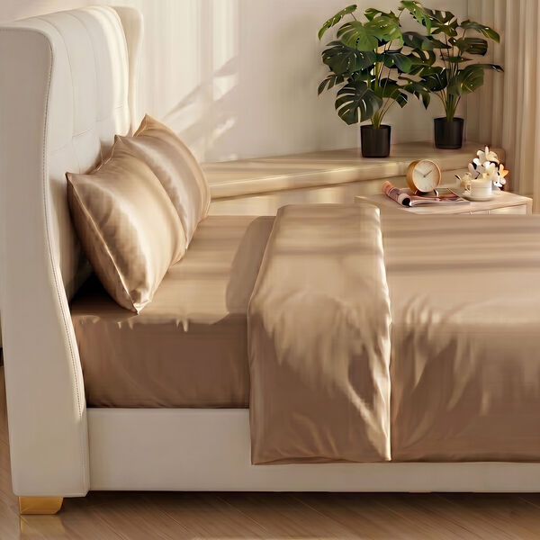 LA MAREY SIGNATURE Seiden Bettw&auml;sche Set, 4 teilig, 230x260cm, 100% Maulbeerseide, Goldbraun image number 2