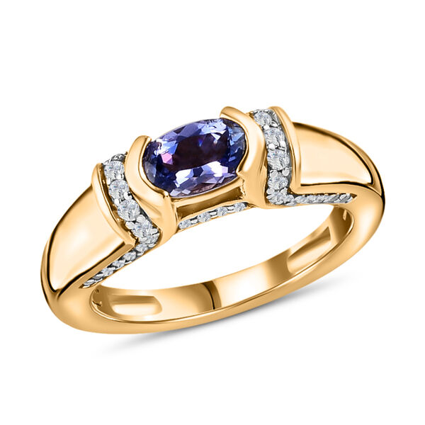 Tansanit und Zirkon Ring 925 Silber vergoldet  ca. 0,99 ct image number 4