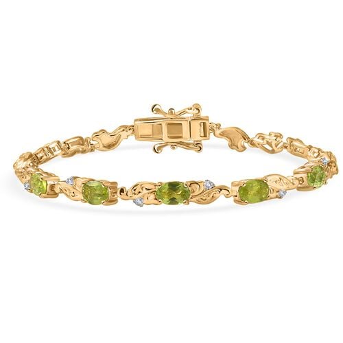 Natürliches Peridot und Zirkon Armband image number 0