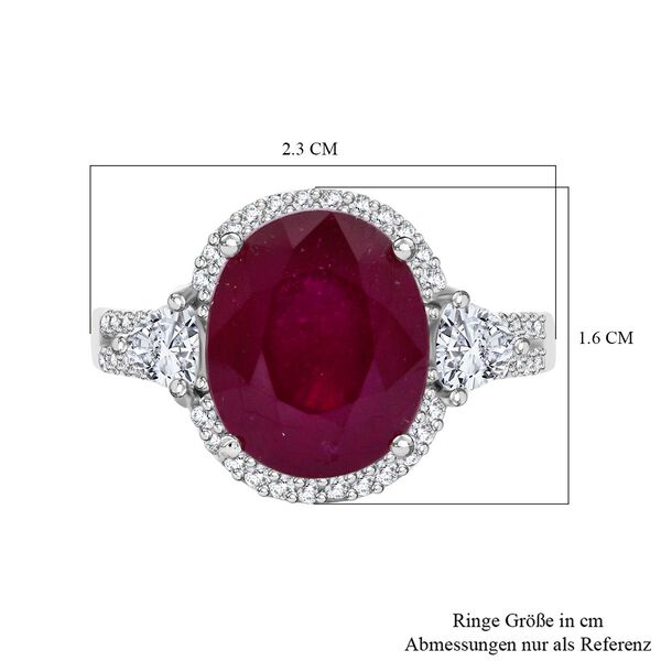 Afrikanischer Rubin (Fissure gef&uuml;llt), Wei&szlig;er Zirkon Ring 925 Silber rhodiniert (Gr&ouml;&szlig;e 19.00) ca. 4.90 ct image number 6