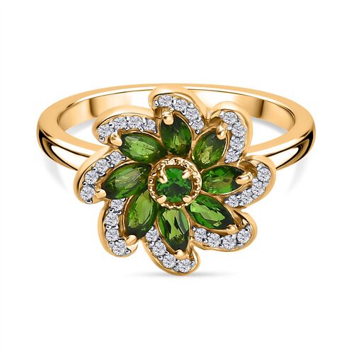 Natürlicher Chromdiopsid Ring 925 Silber vergoldet (Größe 20.00) ca. 1,07 ct image number 0