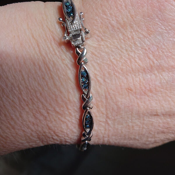 Blaues Diamant Armband, ca. 19 cm, 925 Silber platiniert ca. 0.33 ct image number 5