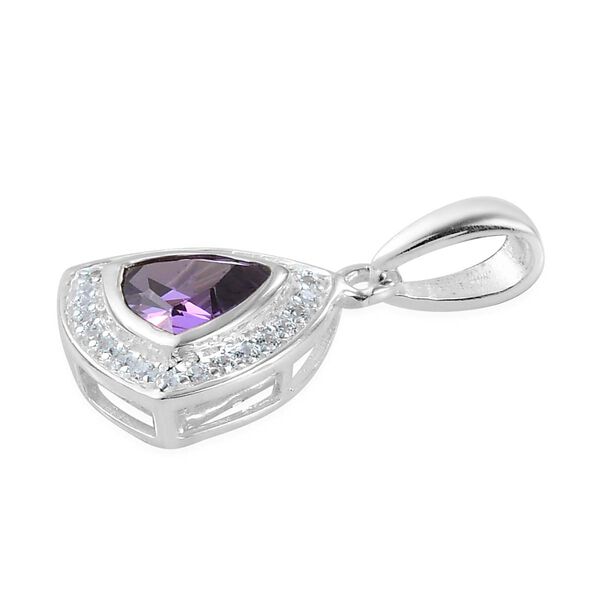 LUSTRO STELLA - Amethyst Zirkonia und wei&szlig;er Zirkonia-Anh&auml;nger, 925 Silber, ca. 1,50 ct image number 4