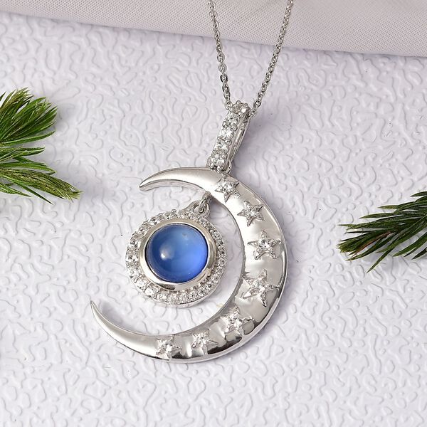 D'Joy Aurora Mondstein und Zirkon Anh&auml;nger mit 50cm Kette - 2,86 ct. image number 2