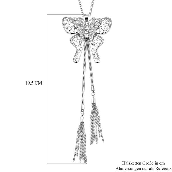 Wei&szlig;e Kristall Schmetterling-Halskette, ca. 73.75 cm, silberfarben image number 5