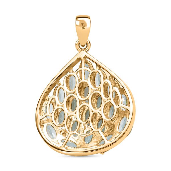 Blau Topas, Wei&szlig;er Zirkon Anh&auml;nger 925 Silber 750 Gelb Vermeil ca. 5.98 ct image number 5