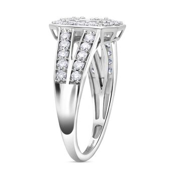 LUXURIANT SI-GH Labor Diamant Halo Ring, 925 Silber rhodiniert - 1 ct.