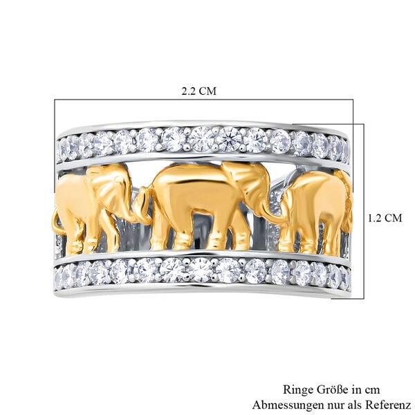 LUSTRO STELLA - zweifarbiger Zirkonia-Elefant-Ring in Silber image number 7