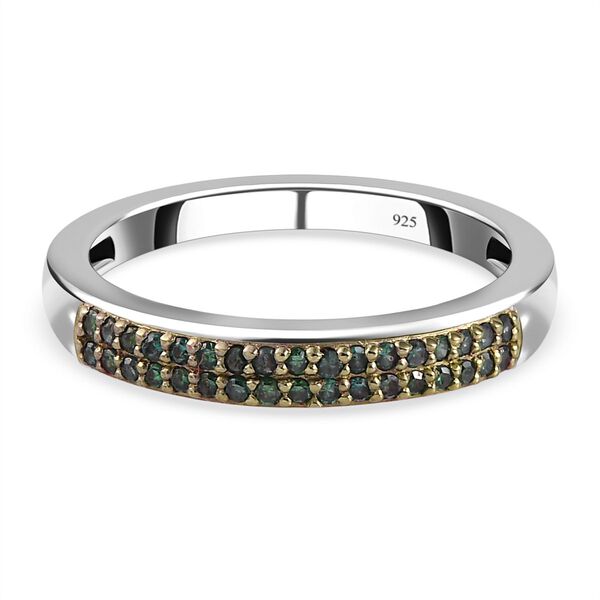 Gr&uuml;ner Diamant Ring, 925 Silber platiniert (Gr&ouml;&szlig;e 19.00) ca. 0,20 ct