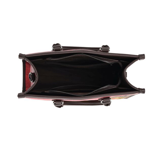 Bestickte Crossbody Tasche, Kunstleder, Blumen Design, 32 x 12 x 25 cm, Rot image number 6