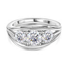 Moissanit Drei-Stein-Ring, 925 Silber rhodiniert (Größe 18.00) ca. 1.64 ct