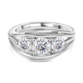 Moissanit Ring, 925 Silber rhodiniert - 1,64 ct.