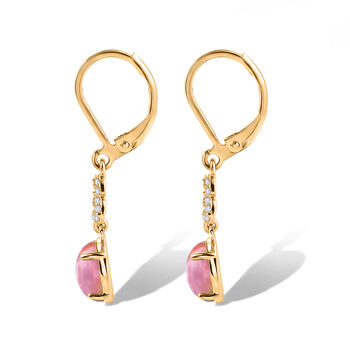 EVER TRUE Flamingo Mondstein, Wei&szlig;er Zirkon Ohrringe Reine Bronze ca. 3.13 ct