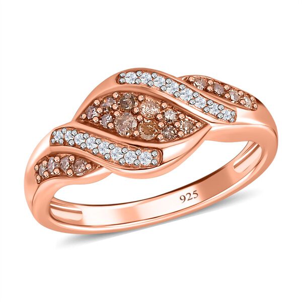 Nat&uuml;rlicher Champagner und wei&szlig;er Diamant-Ring - 0,33 ct. image number 3