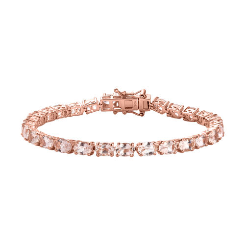 AA Morganit Armband, ca. 18 cm, 925 Silber Roségold Vermeil, ca. 8.06 ct image number 0