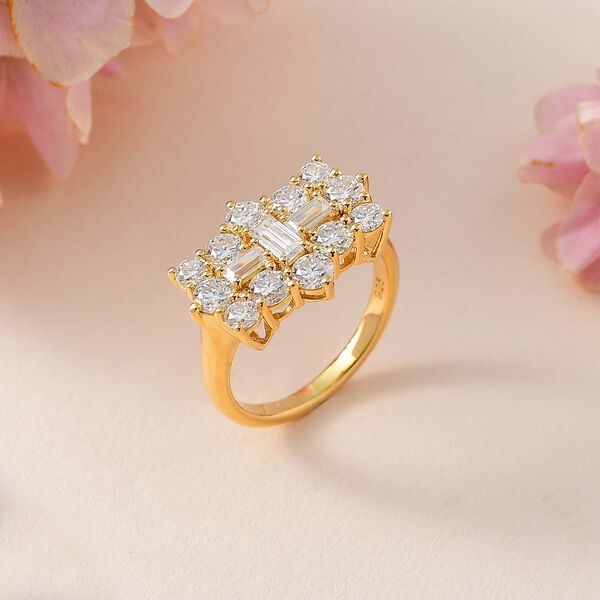 Moissanit Boot Ring in 925 Silber mit Gelbgold Vermeil - 2,15 ct. image number 2