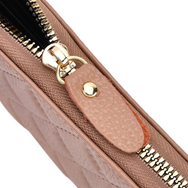 Brieftasche aus echtem Leder mit RFID-Schutz in Stepp-Optik, 19x2,5x9,5cm, Pfirsich image number 5