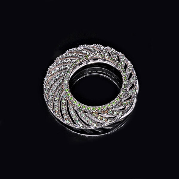 Grüner Diamant Anhänger 925 Silber platiniert ca. 0.50 ct image number 5