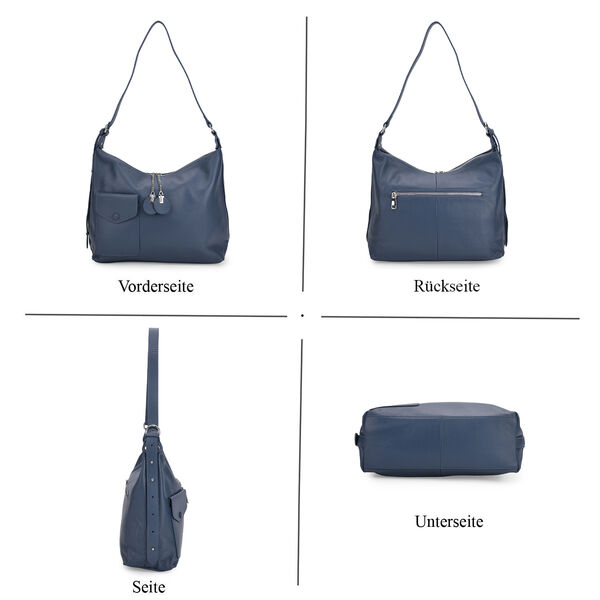 Crossbody Tasche aus echtem Leder, 29,5×12×26 cm, Blau image number 3