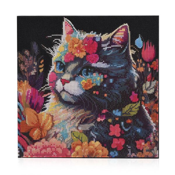 DIY Diamond Painting Leinwand, Mandala-Katze, mehrfarbig mit Glitzerakzenten, 29x29cm image number 3