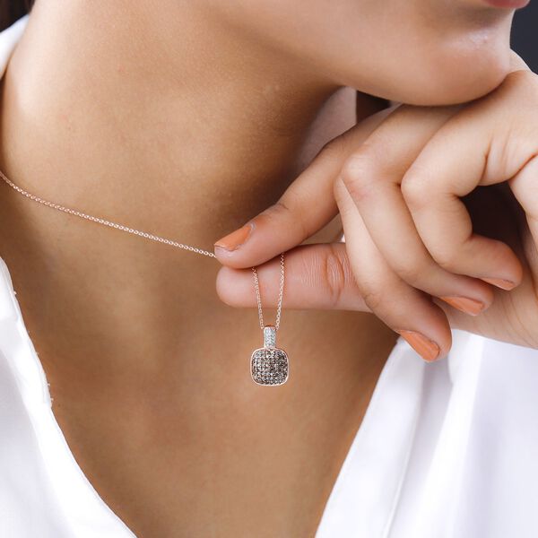 Nat&uuml;rlicher Champagner Diamant Anh&auml;nger mit Kette, 925 Silber Ros&eacute;gold Vermeil ca. 0.50 ct image number 1