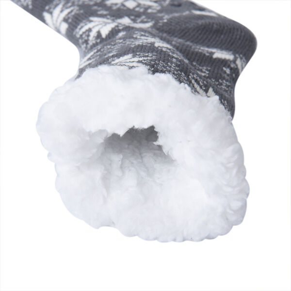 2er-Set - Rutschfeste Haussocken mit Sherpafutter, Schneeflockenmuster, Einheitsgr&ouml;&szlig;e, Schwarz-Wei&szlig; und Grau-Wei&szlig; image number 3