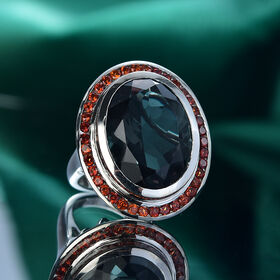 Farbwechsel-Alexandrit-Quarz-Triplette, Roter Granat Ring 925 Silber rhodiniert (Größe 17.00) ca. 18.47 ct