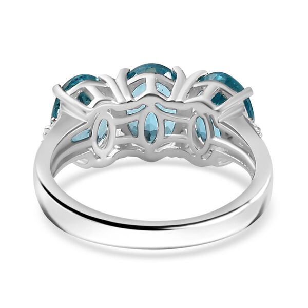 AA Paraiba-Apatit, Wei&szlig;er Diamant Ring, 925 Silber rhodiniert (Gr&ouml;&szlig;e 19.00) ca. 3.76 ct image number 6