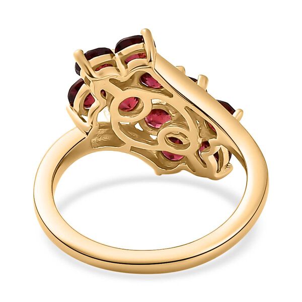 AAA Orissa Rose Granat, Wei&szlig;er Zirkon Ring, 925 Silber vergoldet (Gr&ouml;&szlig;e 18.00) ca. 2.52 ct image number 6