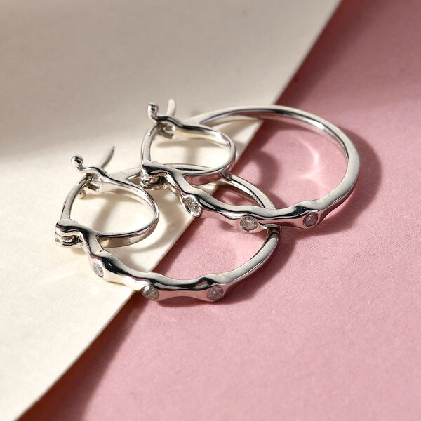 Diamant Creolen in Silber image number 2