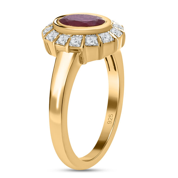 Fissure gefüllt Rubin und Zirkon Ring 925 Silber vergoldet  ca. 1,26 ct image number 5