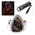 Handgearbeiteter, natürlicher Yooperlith-Ring, 925 Silber (Größe 16.00) ca. 6,00 ct