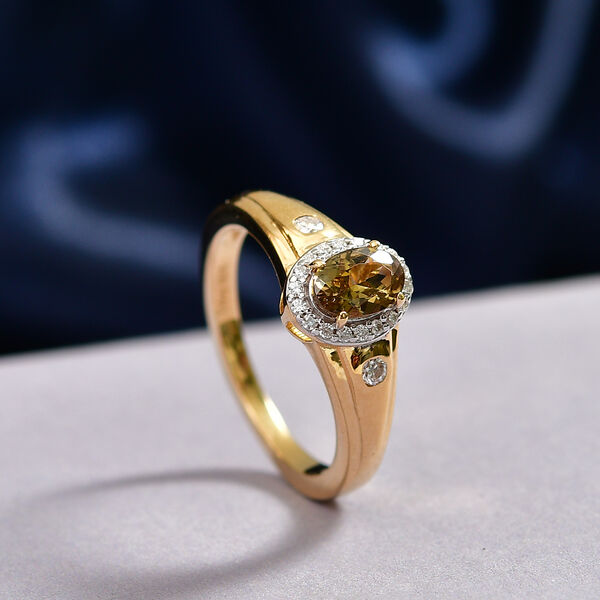 D'Joy AA nat&uuml;rlicher, goldener Tansanit und Moissanit Ring - 0,81 ct. image number 2