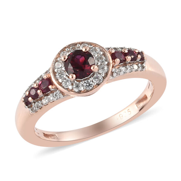 Anthill Granat und Zirkon Ring 925 Silber ros&eacute;vergoldet  ca. 0,67 ct image number 4