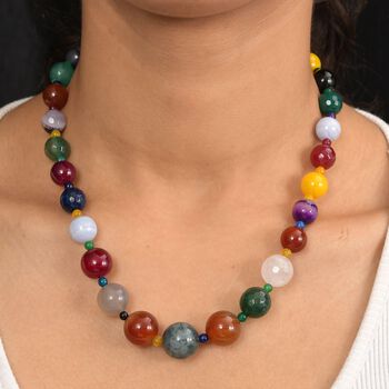 Multi Edelstein Halskette, 45cm - 410 ct.