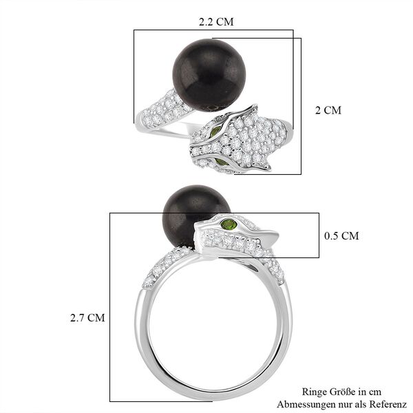 D'Joy Shungit, nat&uuml;rlicher Chromdiopsid und Zirkon Ring - 6,96 ct. image number 6